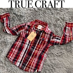 🆕TRUE CRAFT BOYS SIZE 7 plaid red white yellow blue long sleeve shirt